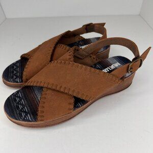 Muk Luks Womens Taupe City Highrise Flats Faux Suede Size 8.5 Slingback Sandals